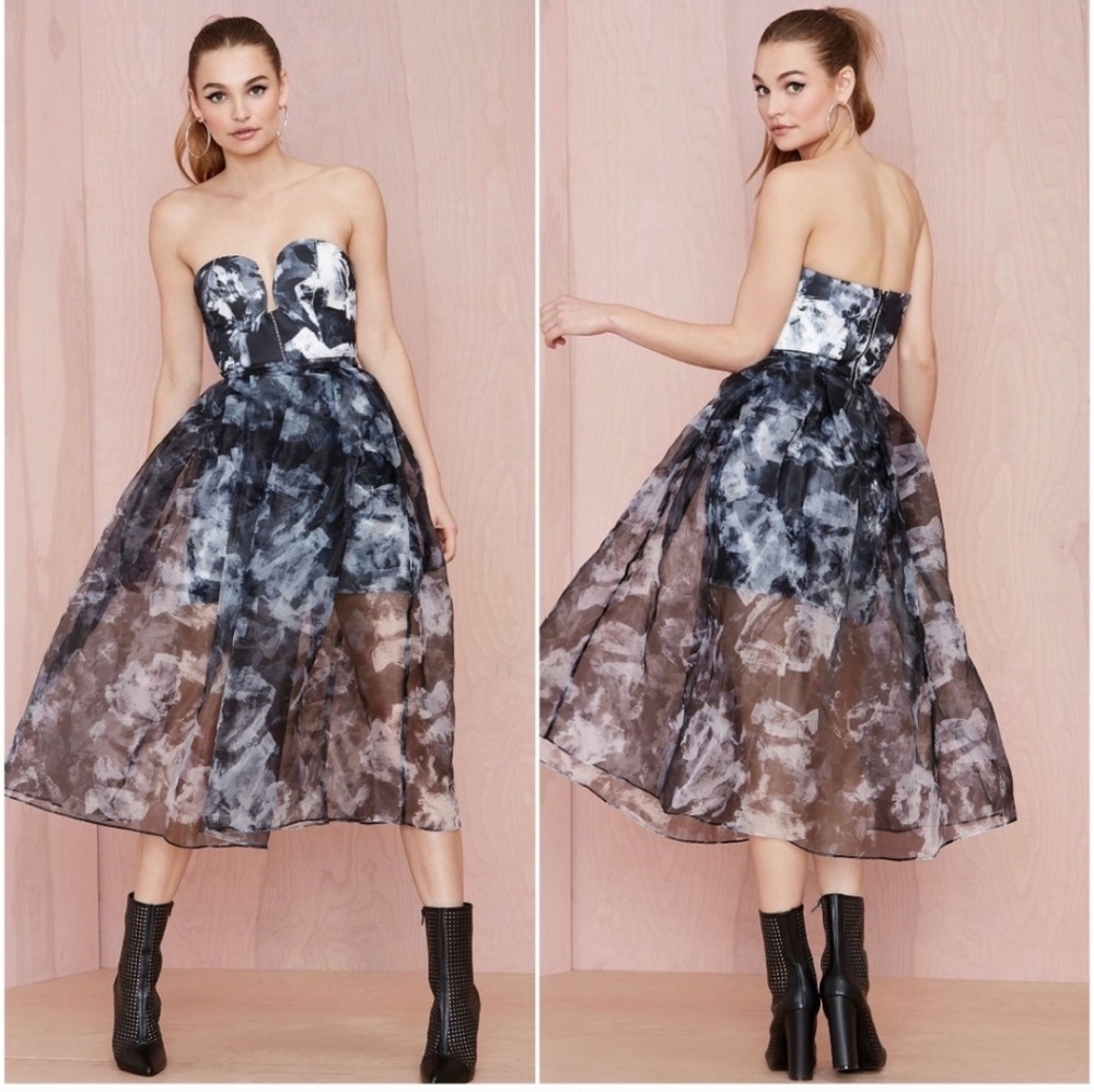 New Shakuhachi Black Petal Rose Bustier Dress